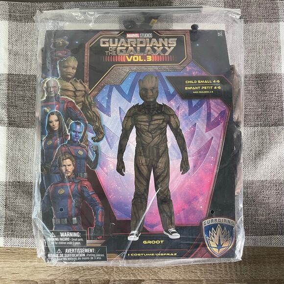 Marvel Guardians of the Galaxy Vol 3 Groot Child Costume Small 4-6 Jumpsuit Mask - Picture 1 of 6